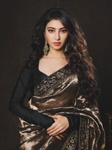 Sara Arjun Looks Stunning in Elegant Black and Gold Saree latest HD photos