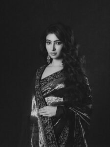 Sara Arjun Looks Stunning in Elegant Black and Gold Saree beautiful outfit images