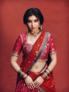 Sara Arjun Royal Bridal Look in Red Saree HD Images latest HD photos