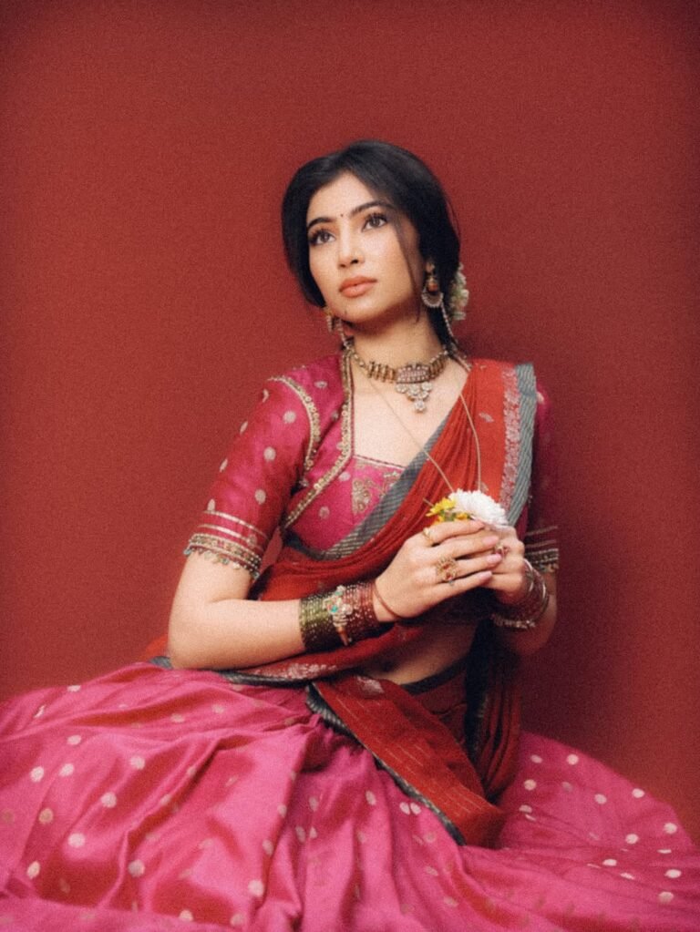 Sara Arjun Royal Bridal Look in Red Saree HD Images trending celebrity photos