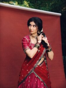 Sara Arjun Royal Bridal Look in Red Saree HD Images trending celebrity photos