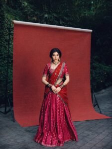 Sara Arjun Royal Bridal Look in Red Saree HD Images stunning fashion look