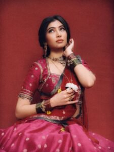 Sara Arjun Royal Bridal Look in Red Saree HD Images latest HD photos