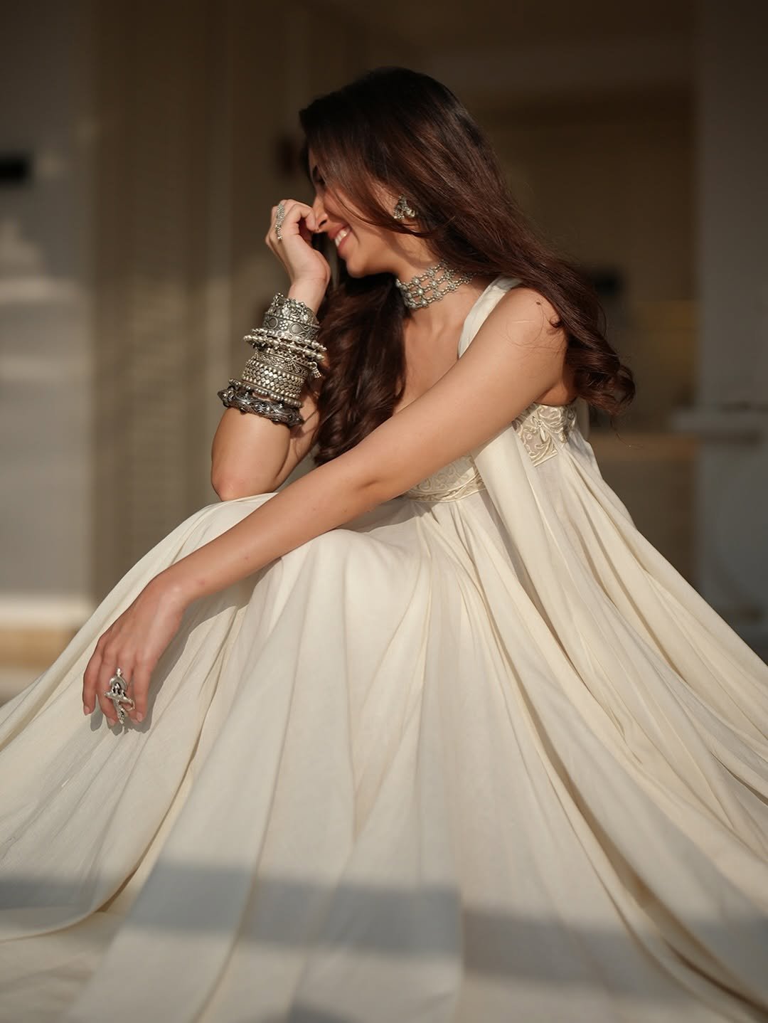 Sara Arjun Stunning Cream Ethnic Look HD Images (8)