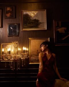 Sara Arjun Stunning Red Gown Photoshoot in Dark Room latest HD photos