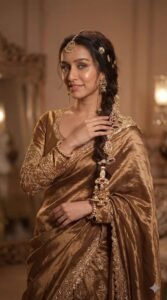 Shraddha Kapoor Looks Royal in Golden Silk Saree – Latest HD Photos (1)