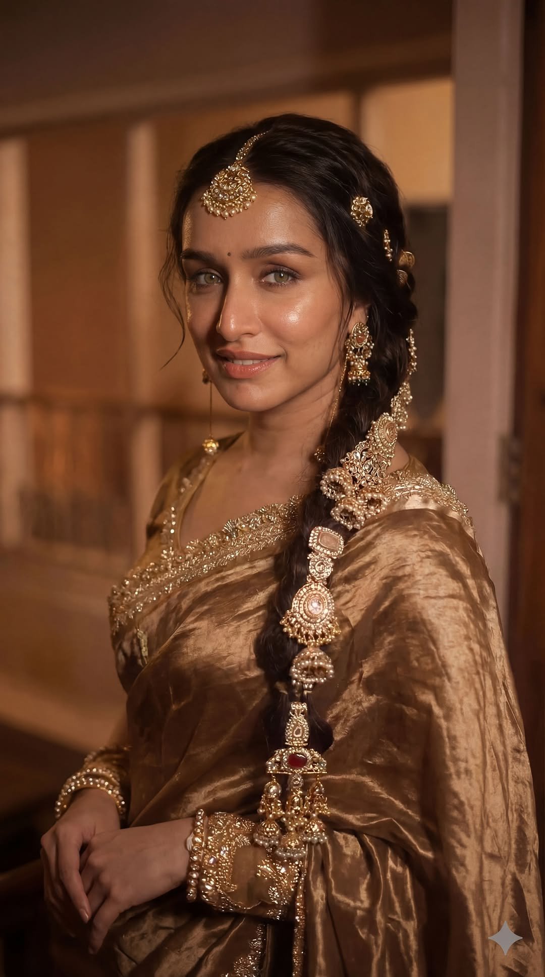 Shraddha Kapoor Looks Royal in Golden Silk Saree – Latest HD Photos (10)