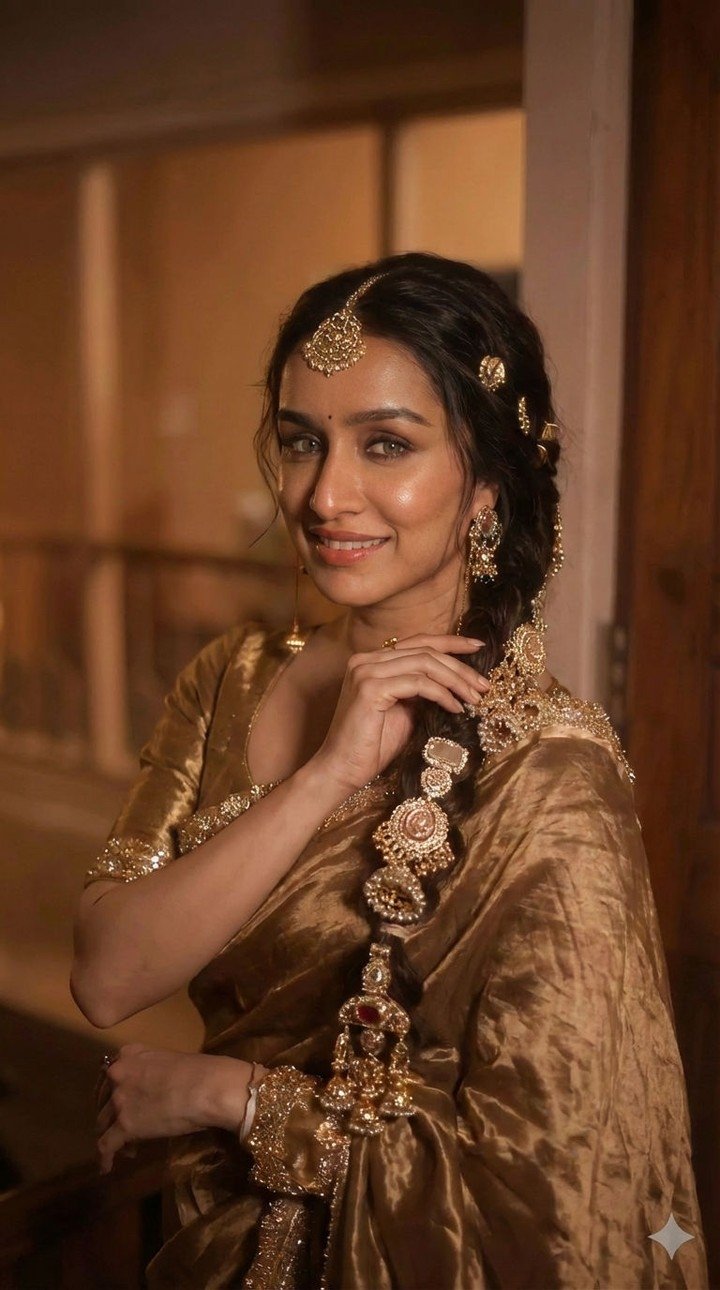 Shraddha Kapoor Looks Royal in Golden Silk Saree – Latest HD Photos (2)