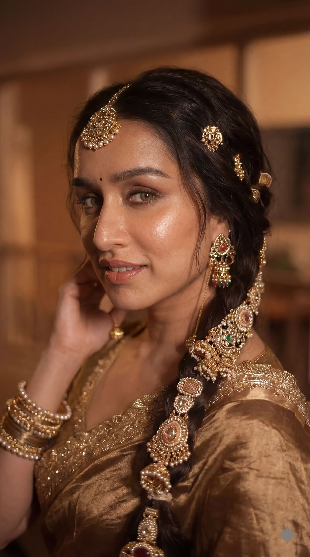 Shraddha Kapoor Looks Royal in Golden Silk Saree – Latest HD Photos (6)