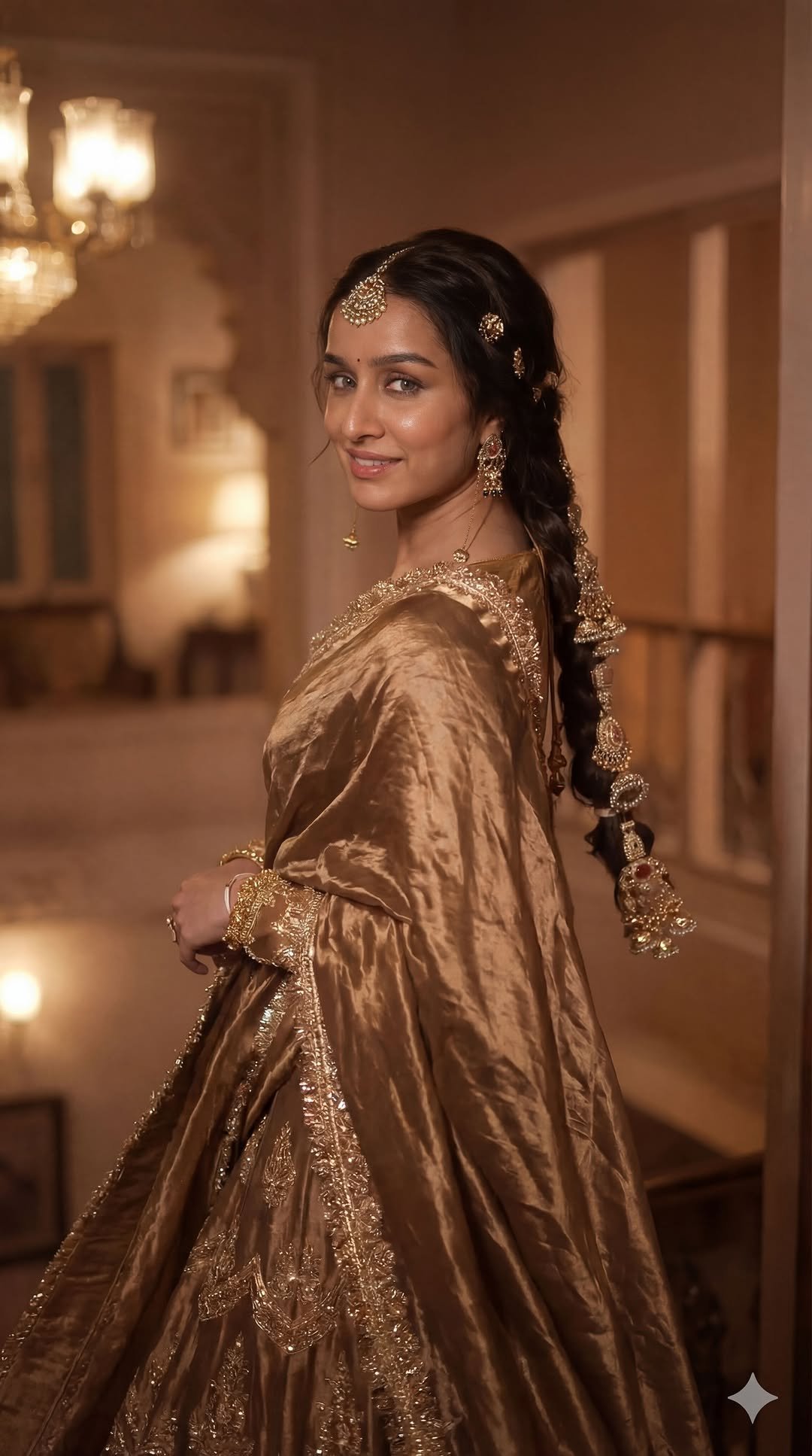 Shraddha Kapoor Looks Royal in Golden Silk Saree – Latest HD Photos (7)