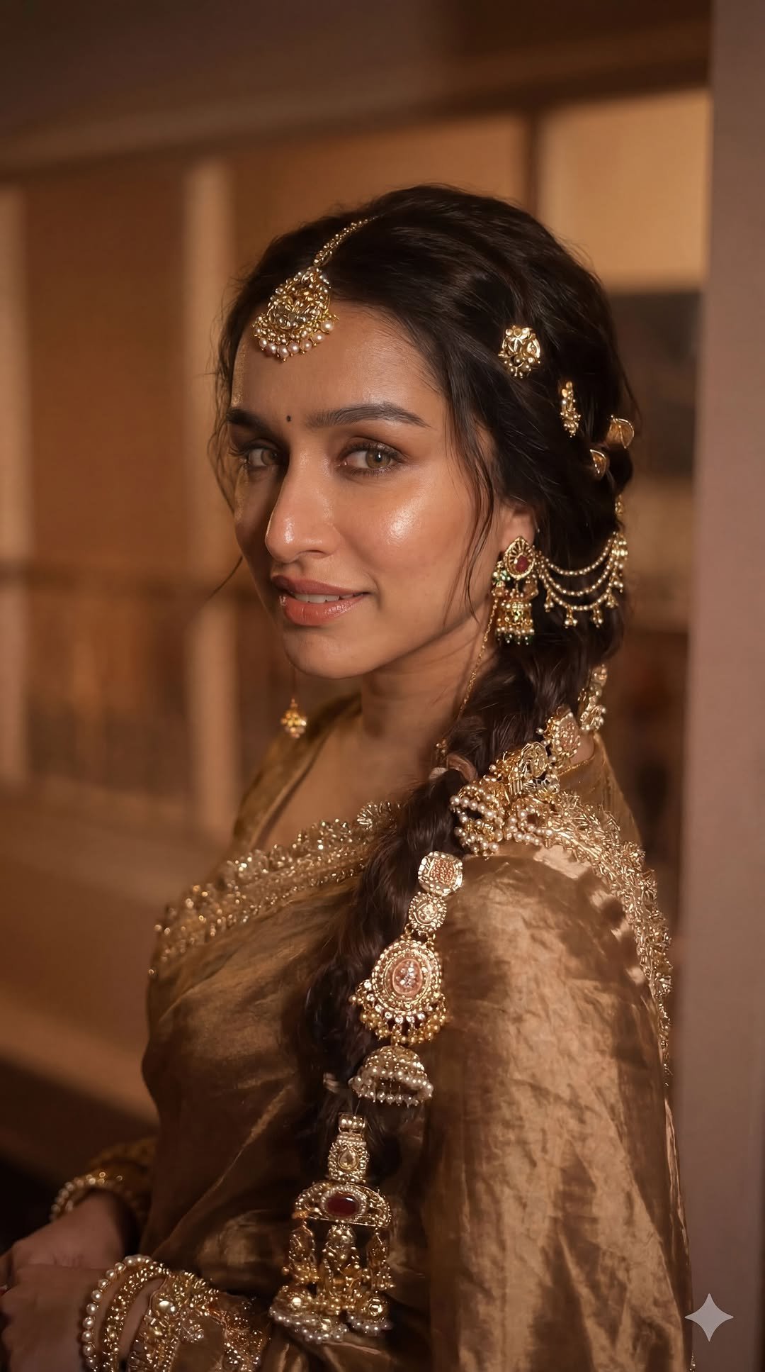 Shraddha Kapoor Looks Royal in Golden Silk Saree – Latest HD Photos (8)