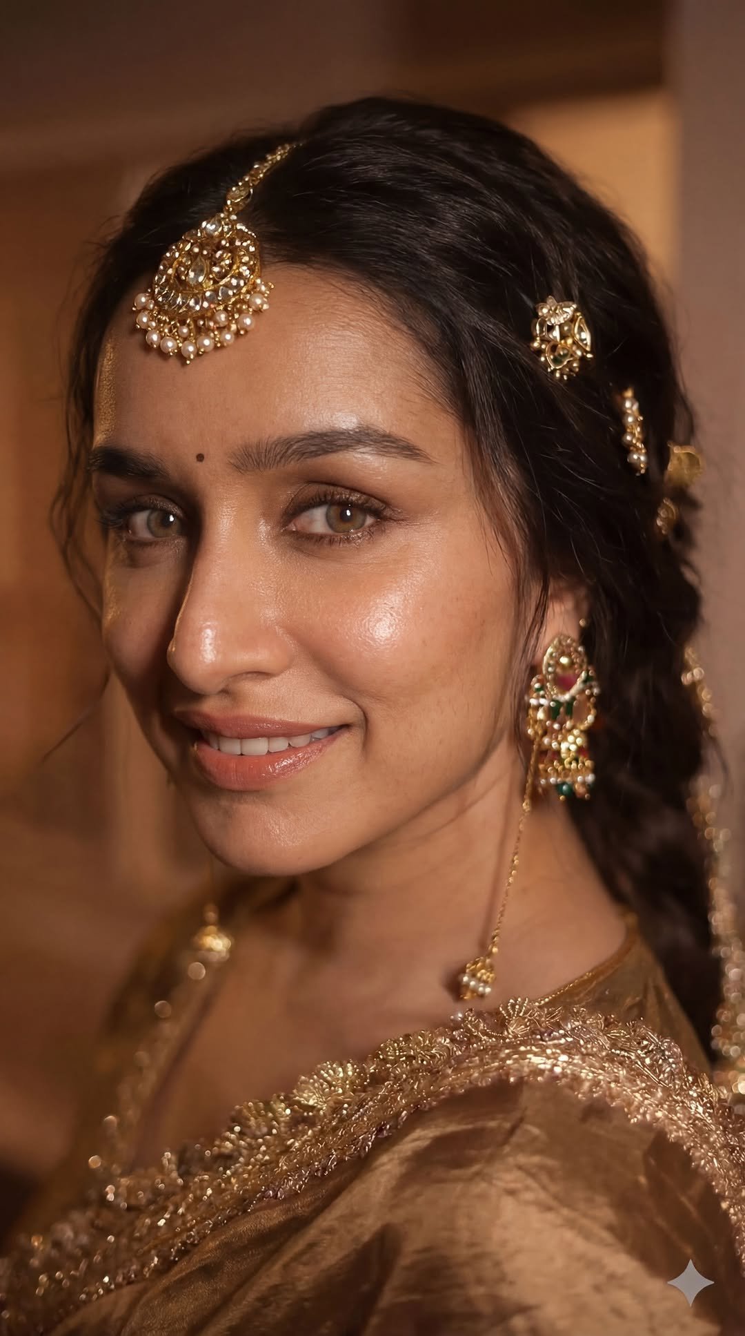 Shraddha Kapoor Looks Royal in Golden Silk Saree – Latest HD Photos (9)