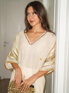 Sonam Bajwa Elegant Ivory Ethnic Outfit HD Images Stylish Party Look 2026 latest HD photos