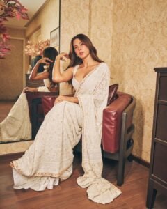 Sonam Bajwa Stuns in Elegant White Saree – Latest HD Photos (17)