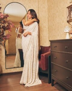 Sonam Bajwa Stuns in Elegant White Saree – Latest HD Photos (2)