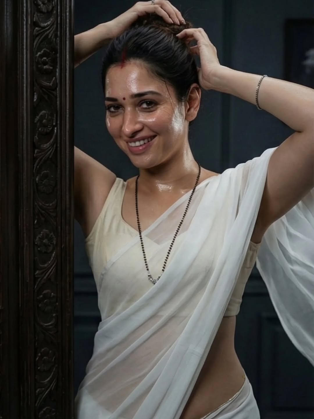 Tamannaah Bhatia Stuns in Elegant White Saree – AI Generated Photos (1)