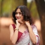 Yashu Looks Elegant in White Saree with Maroon Blouse trending celebrity photos