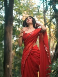 Yashu Turns Heads in Stunning Red Saree – Latest Glam Photoshoot (10)