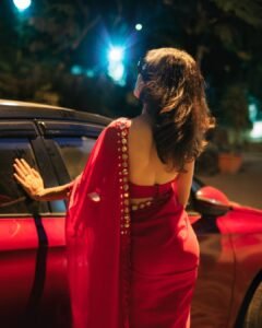 Yashu Turns Heads in Stunning Red Saree – Latest Glam Photoshoot (12)
