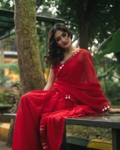 Yashu Turns Heads in Stunning Red Saree – Latest Glam Photoshoot (18)