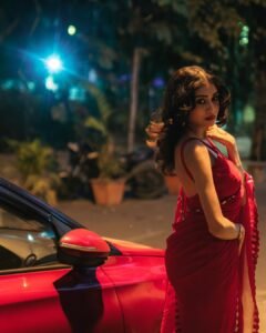 Yashu Turns Heads in Stunning Red Saree – Latest Glam Photoshoot (20)