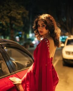 Yashu Turns Heads in Stunning Red Saree – Latest Glam Photoshoot (22)