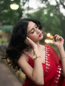 Yashu Turns Heads in Stunning Red Saree – Latest Glam Photoshoot (23)