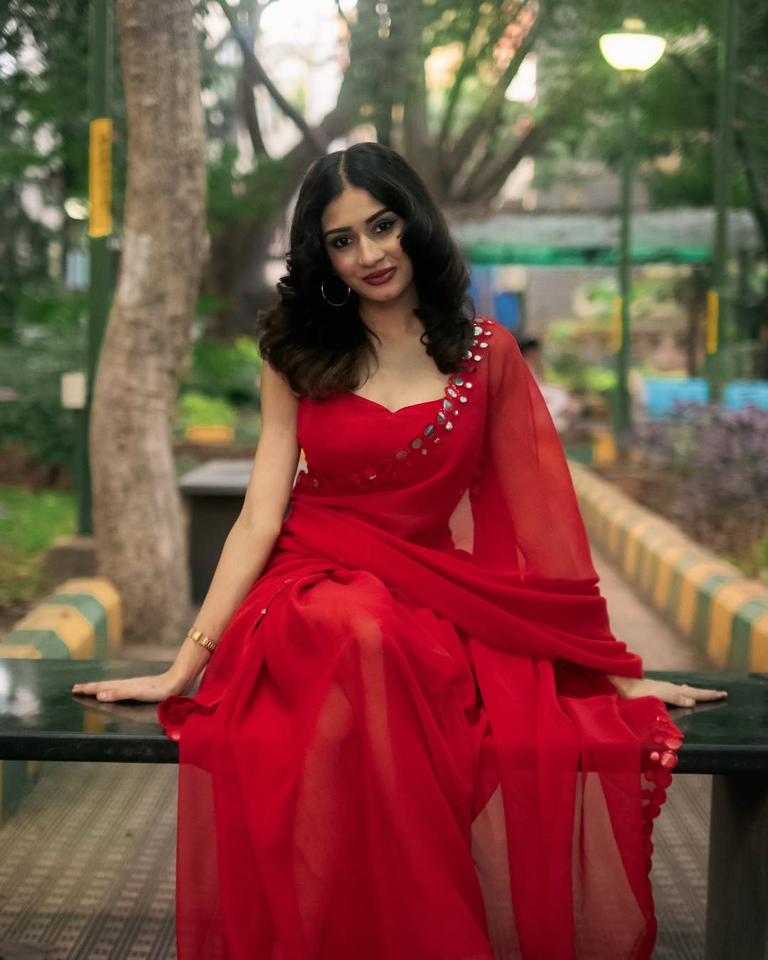 Yashu Turns Heads in Stunning Red Saree – Latest Glam Photoshoot (24)