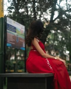Yashu Turns Heads in Stunning Red Saree – Latest Glam Photoshoot (27)