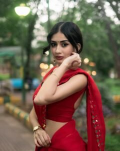 Yashu Turns Heads in Stunning Red Saree – Latest Glam Photoshoot (28)