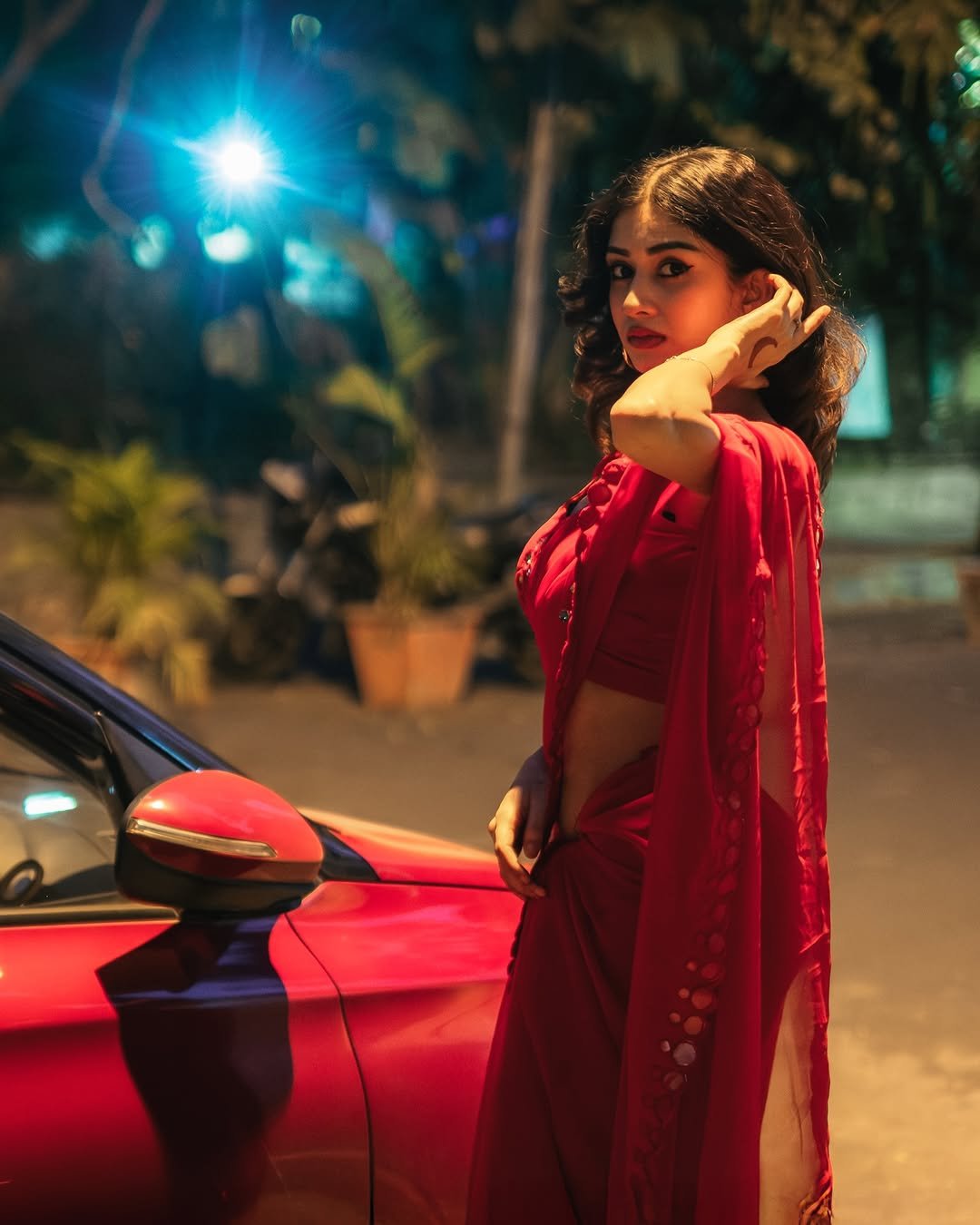 Yashu Turns Heads in Stunning Red Saree – Latest Glam Photoshoot (30)