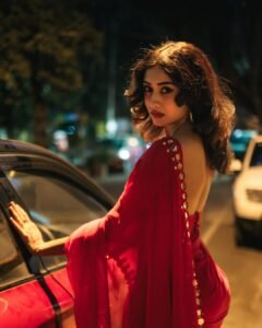 Yashu Turns Heads in Stunning Red Saree – Latest Glam Photoshoot (31)