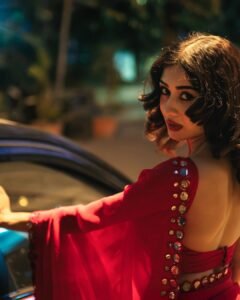 Yashu Turns Heads in Stunning Red Saree – Latest Glam Photoshoot (32)