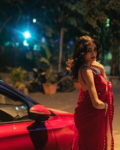 Yashu Turns Heads in Stunning Red Saree – Latest Glam Photoshoot (38)