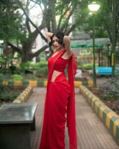 Yashu Turns Heads in Stunning Red Saree – Latest Glam Photoshoot (39)