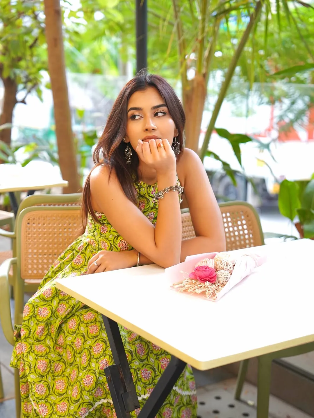 Akanksha Choudhary Looks Adorable in Floral Green Dress – Latest HD Photos (1)
