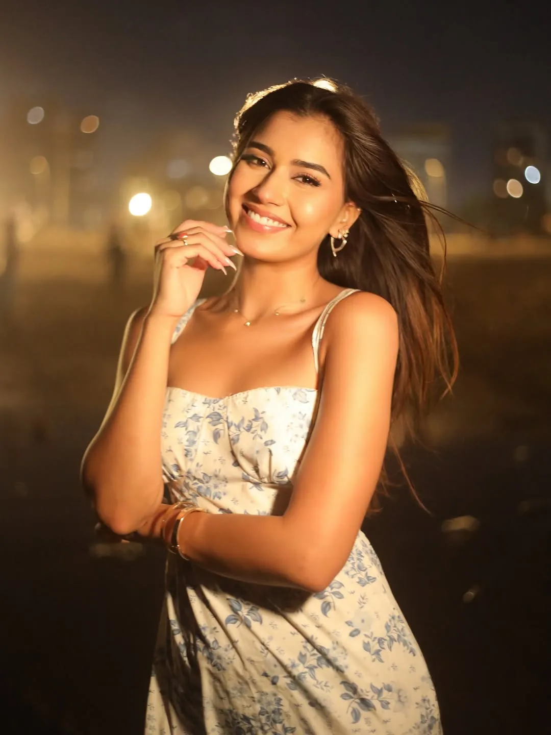 Akanksha Choudhary Radiates Elegance in Floral White Dress – Latest HD Photos (3)
