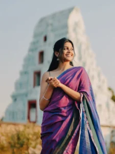Ananthika Sanilkumar Looks Graceful in Lavender Saree Latest Photos (16)