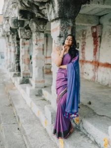 Ananthika Sanilkumar Looks Graceful in Lavender Saree Latest Photos (4)