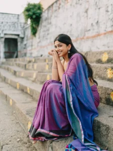 Ananthika Sanilkumar Looks Graceful in Lavender Saree Latest Photos (6)