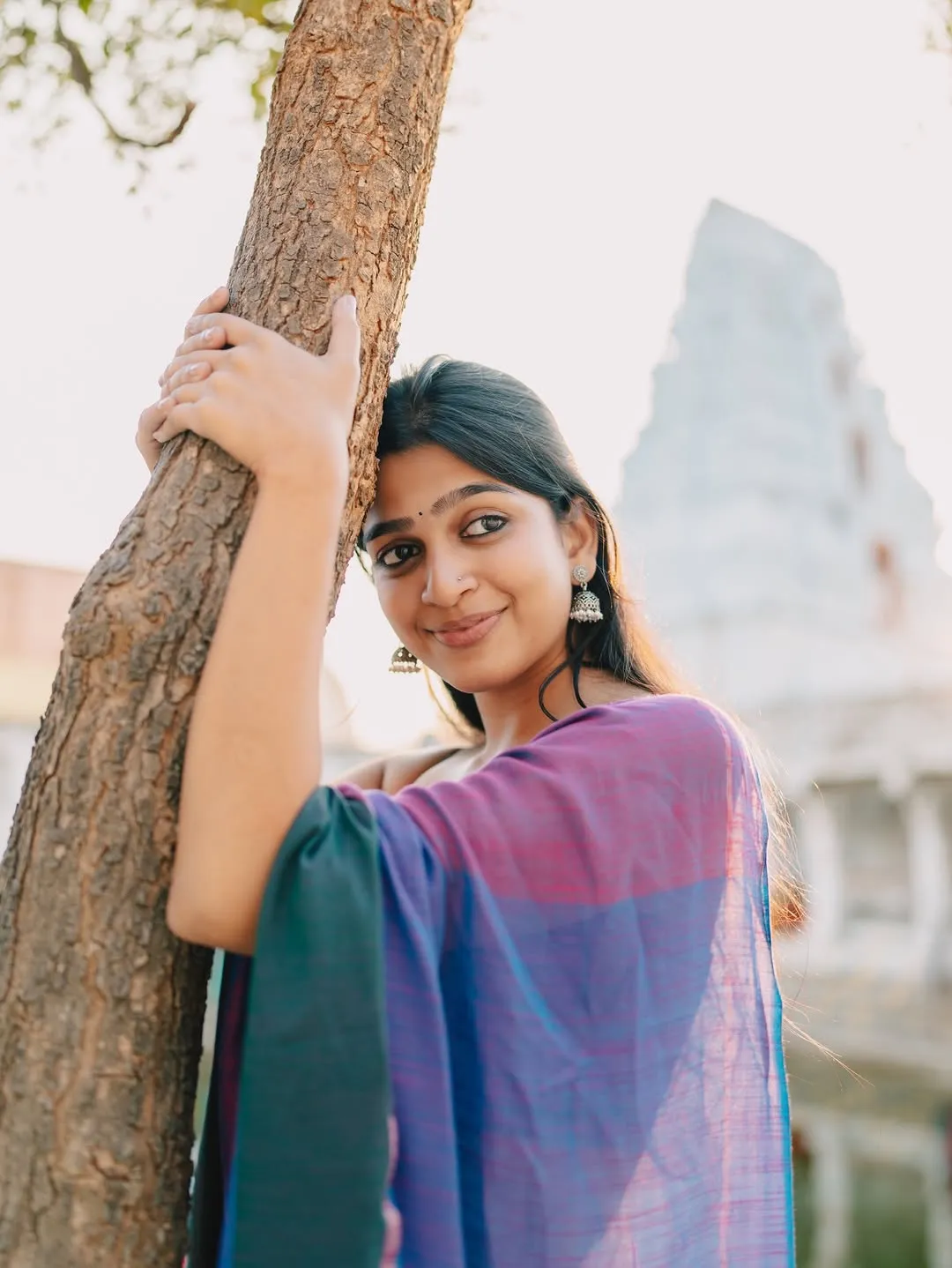 Ananthika Sanilkumar Looks Graceful in Lavender Saree Latest Photos (9)