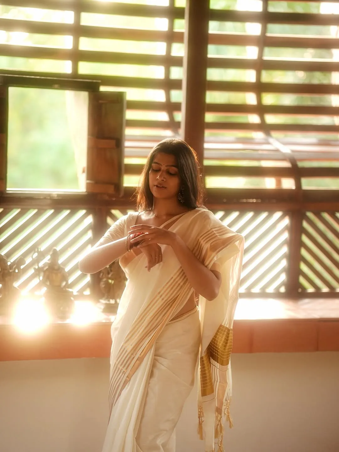 Ananthika Sanilkumar Radiates Grace in Elegant White Saree Photos (6)