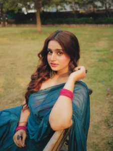 Ayesha Khan Looks Graceful in Elegant Blue Saree – Latest HD Photos (7)