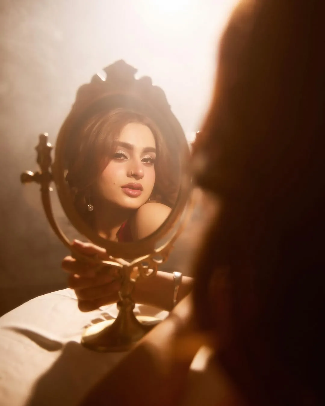 Ayesha Khan Stuns in Elegant Red Gown During Glamorous Photoshoot (4)