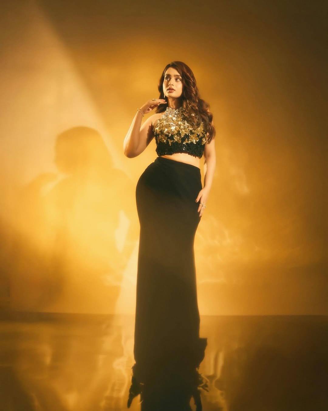 Ayesha Khan Turns Heads in Black and Gold Designer Gown Photos (4)