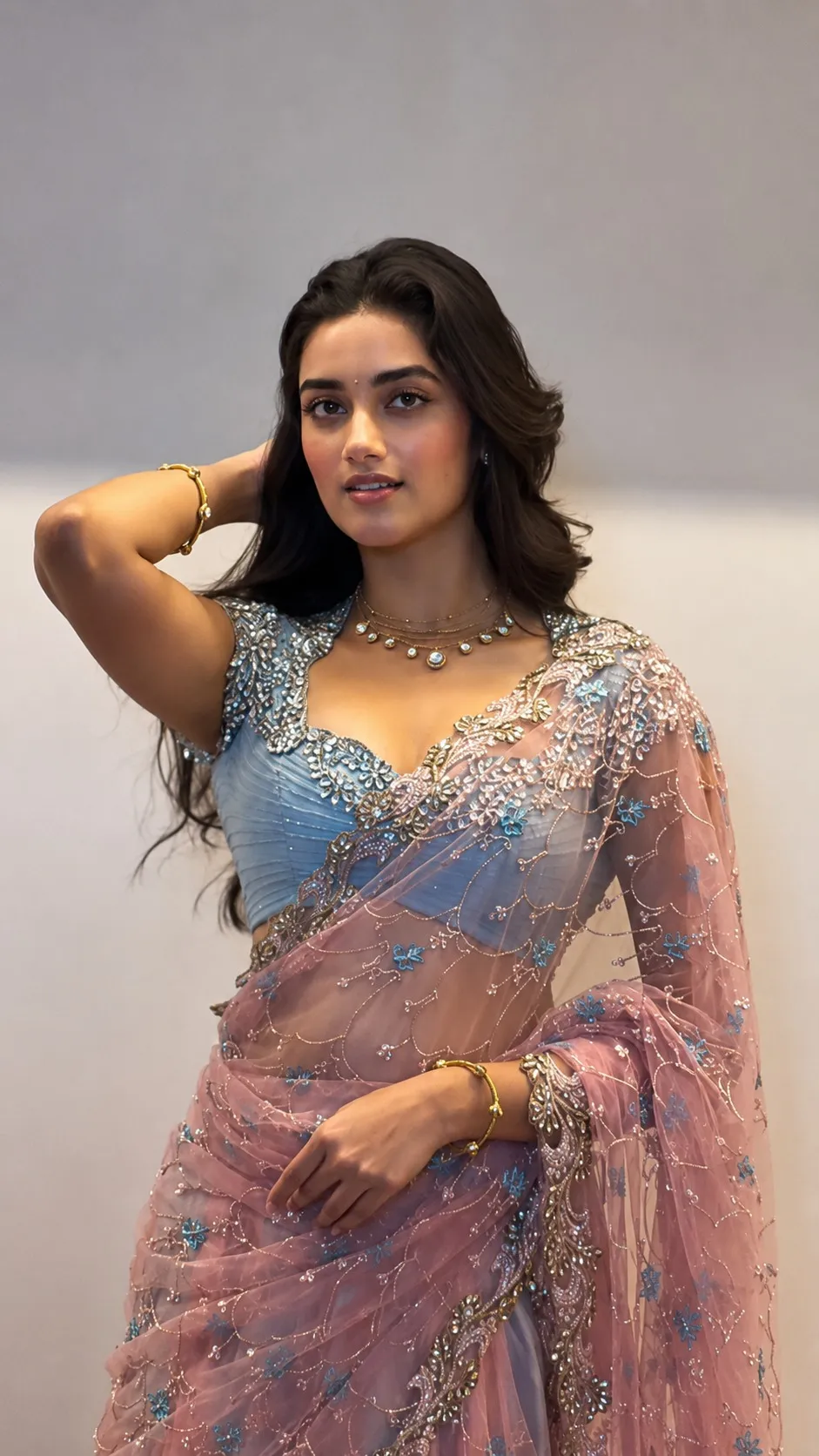 Bhagyashri Borse Dazzles in Elegant Designer Saree – Latest Photos (4)