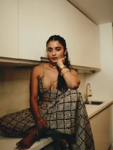 Chaithra J Achar Looks Effortlessly Stylish in Printed Maxi Dress Photos (11)