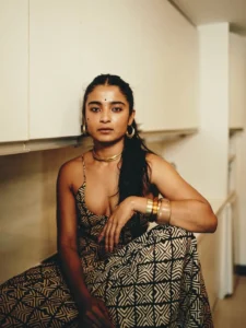 Chaithra J Achar Looks Effortlessly Stylish in Printed Maxi Dress Photos (2)