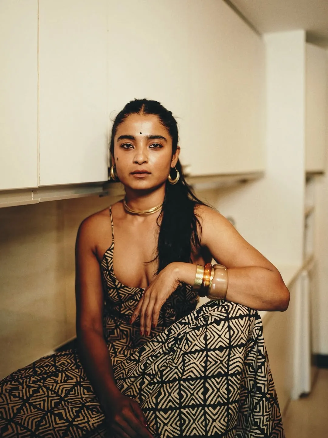 Chaithra J Achar Looks Effortlessly Stylish in Printed Maxi Dress Photos (2)