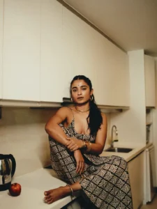Chaithra J Achar Looks Effortlessly Stylish in Printed Maxi Dress Photos (9)